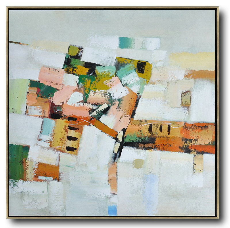 Extra Large Acrylic Painting On Canvas,Oversized Contemporary Art,Large Contemporary Painting,Grey,Orange,Green,Yellow.etc